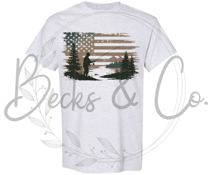 Distressed Flag with Fisherman