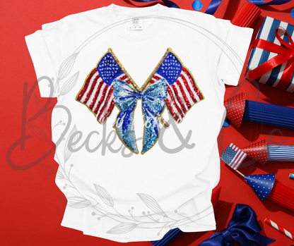 American Flag with Bow - Large Sequin Design