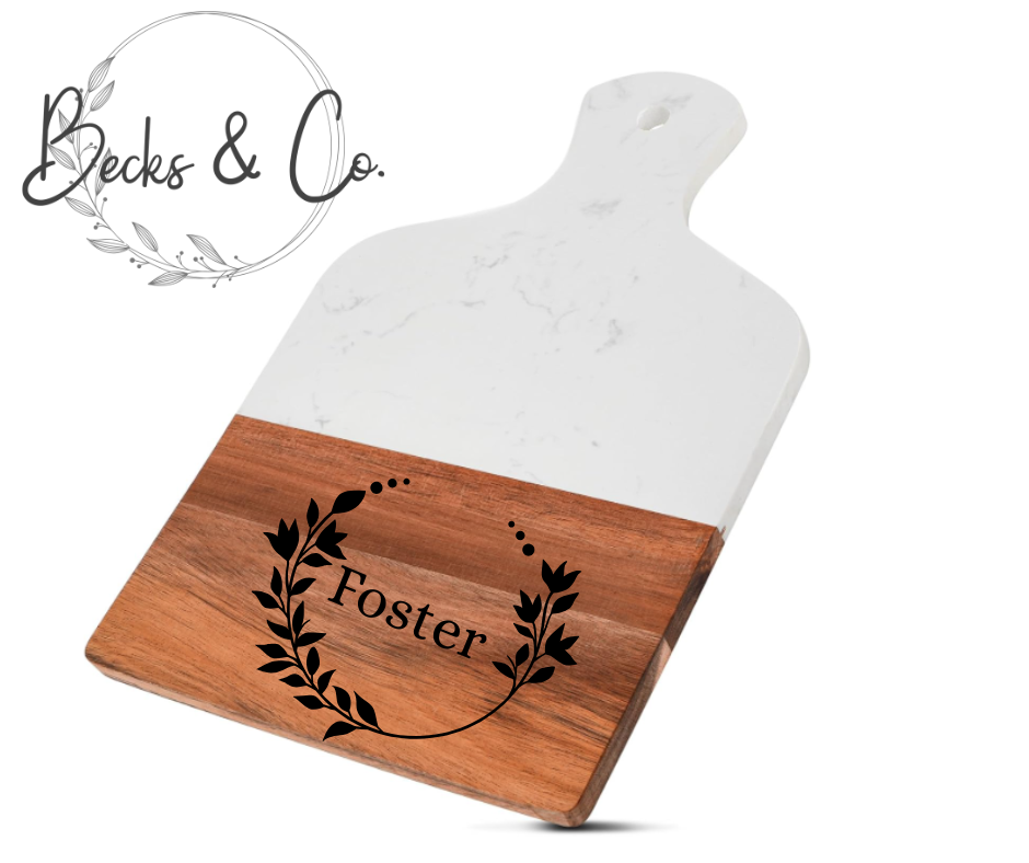 White Marble and Acacia Wood Cutting Board