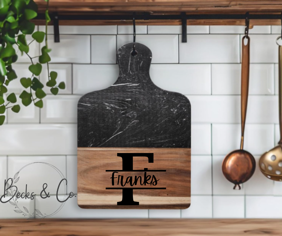 Black Marble and Acacia Wood Cutting Board -