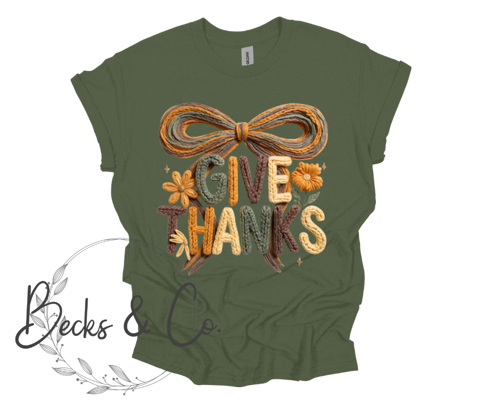 Yarn & Crochet Printed Give Thanks Bow