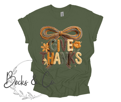 Yarn & Crochet Printed Give Thanks Bow