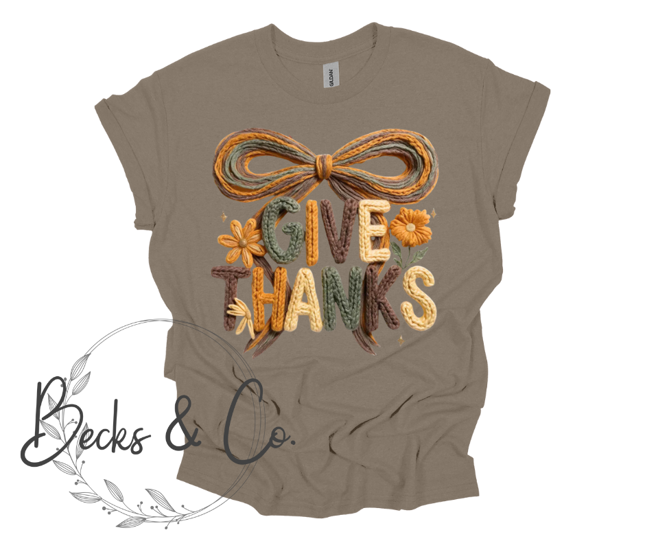 Yarn & Crochet Printed Give Thanks Bow