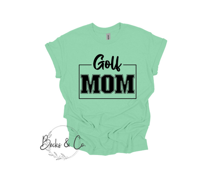 Golf Mom with Name on Back T-shirt