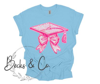 Pink Graduation Cap Large Sequin Design