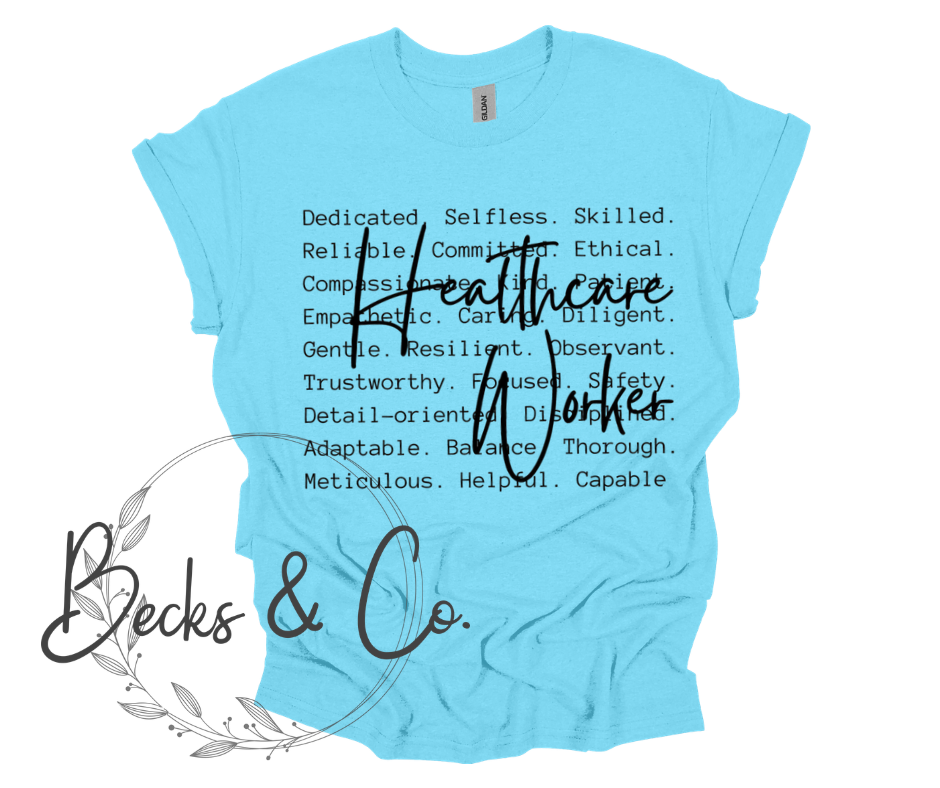 Healthcare Worker with Words Background
