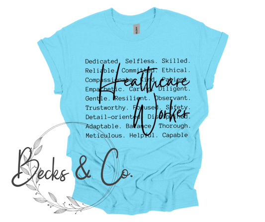 Healthcare Worker with Words Background