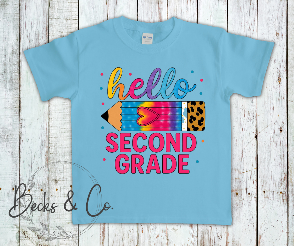 Hello 'Grade' Pencil with Heart (Kindergarten - 5th Grade)