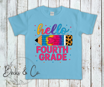 Hello 'Grade' Pencil with Heart (Kindergarten - 5th Grade)
