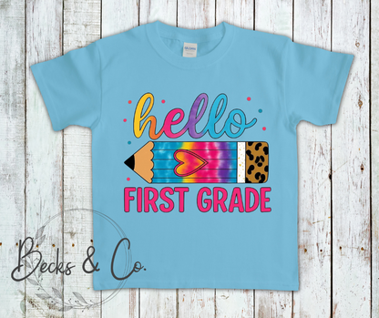 Hello 'Grade' Pencil with Heart (Kindergarten - 5th Grade)