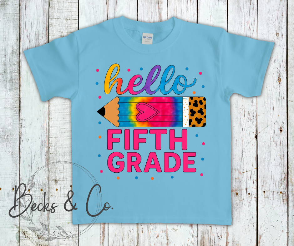 Hello 'Grade' Pencil with Heart (Kindergarten - 5th Grade)