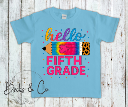 Hello 'Grade' Pencil with Heart (Kindergarten - 5th Grade)