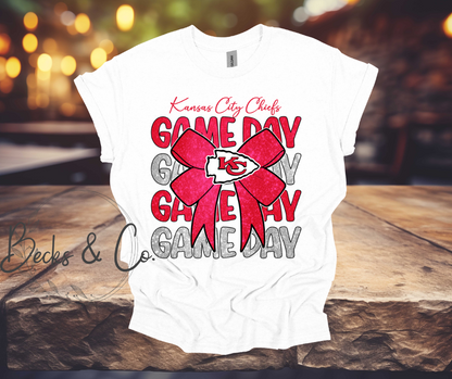 Kansas City Chiefs Game Day with Bow Glitter T-shirt