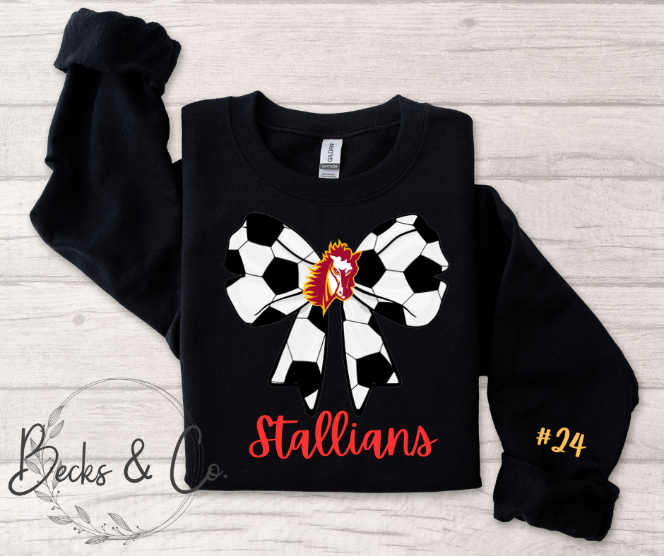 Soccer Stallion Head Bow with Team & Number Personalization