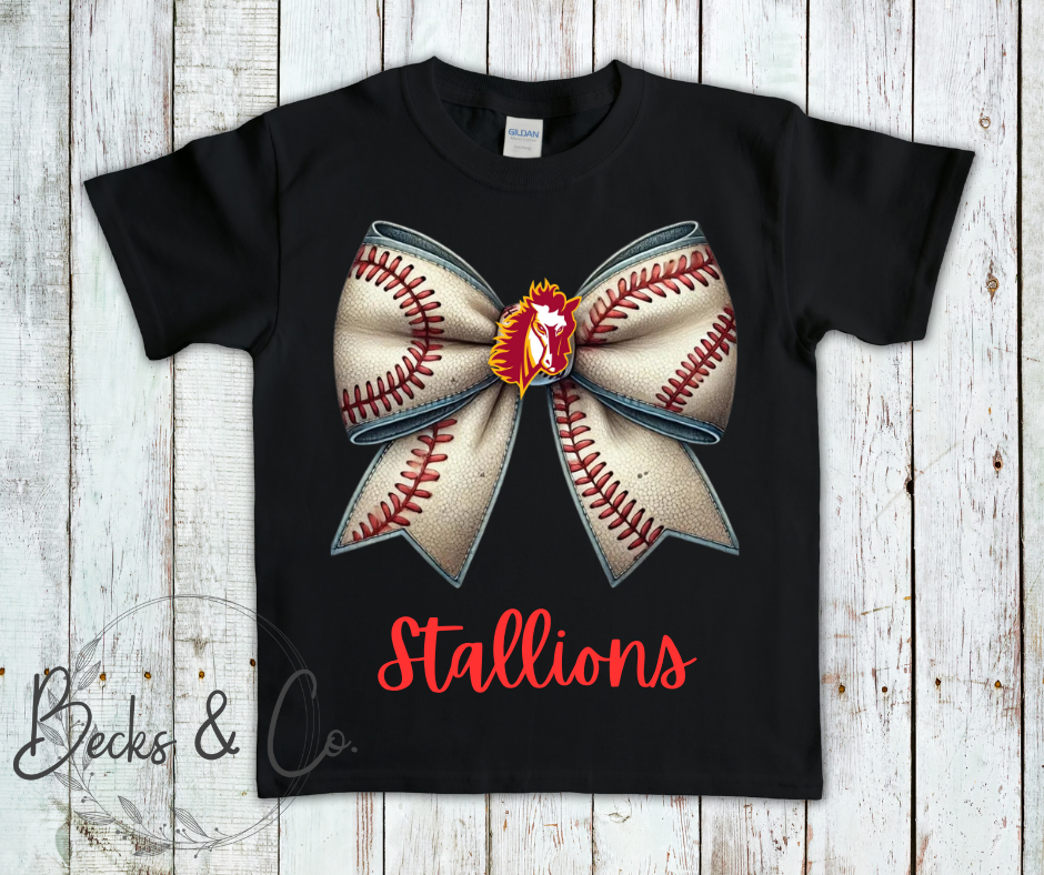 Baseball Stallion Head Bow