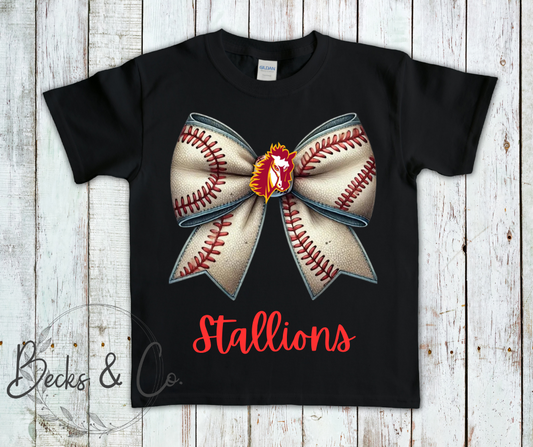Baseball Stallion Head Bow