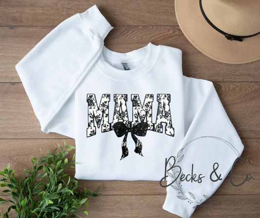 Floral Black Mama with Bow Large Sequin Design