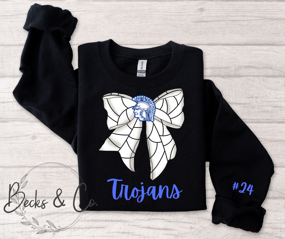 Volleyball Trojan Head Bow with Team & Number Personalization