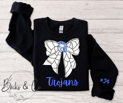 Volleyball Trojan Head Bow with Team & Number Personalization