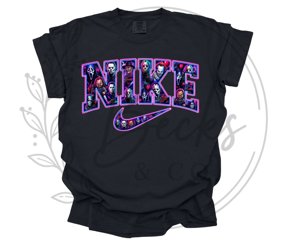 Horror Movie Character Filled Swoosh Pink & Purple