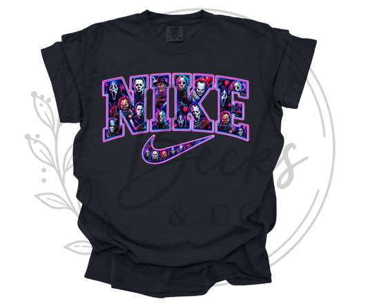 Horror Movie Character Filled Swoosh Pink & Purple