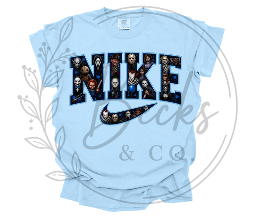 Horror Movie Character Filled Swoosh Dark Blue