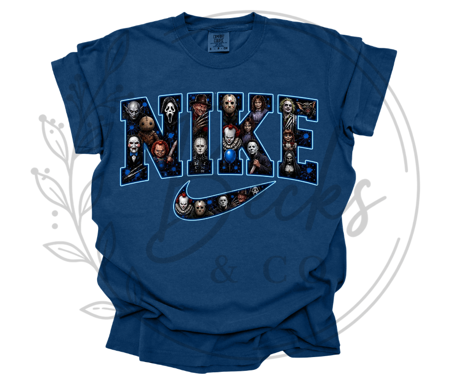 Horror Movie Character Filled Swoosh Dark Blue