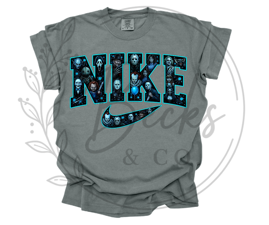 Horror Movie Character Filled Swoosh Neon Blue