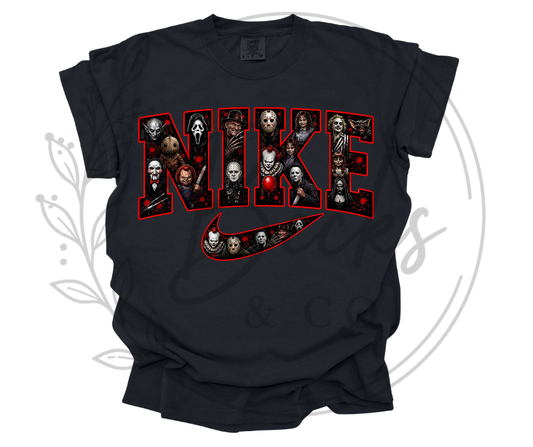 Horror Movie Character Filled Swoosh Red - Design #1