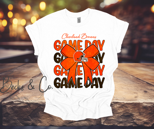Oakland Browns Game Day with Bow Glitter T-shirt