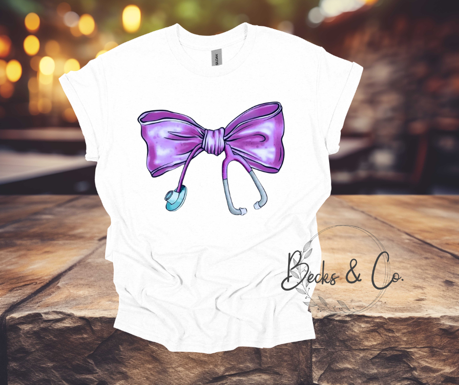 Purple Stethoscope Bow