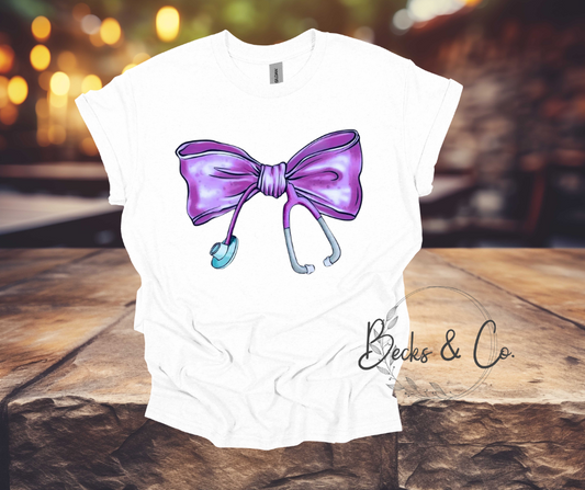 Purple Stethoscope Bow