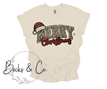 Merry Christmas Cheetah Print - Large Sequin Design