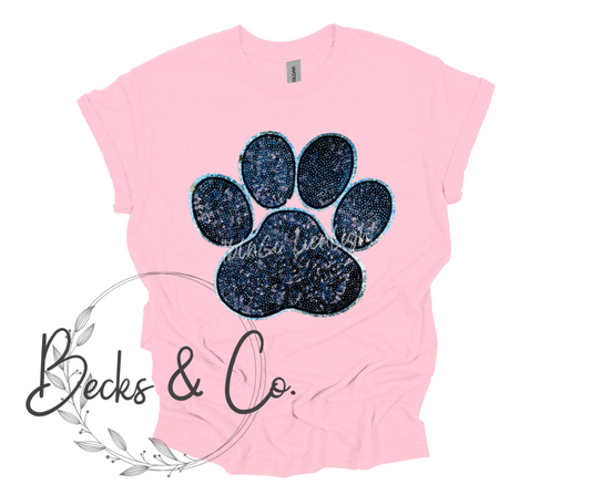 Paw Print Black Large Sequin Design