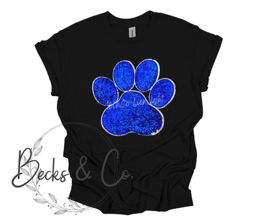 Paw Print Blue Large Sequin Design