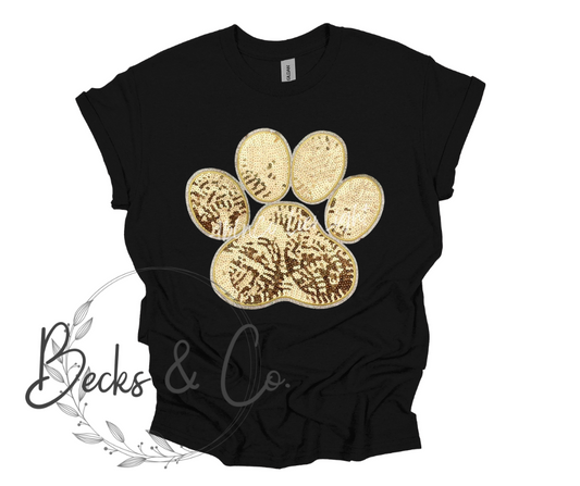 Paw Print Gold Large Sequin Design