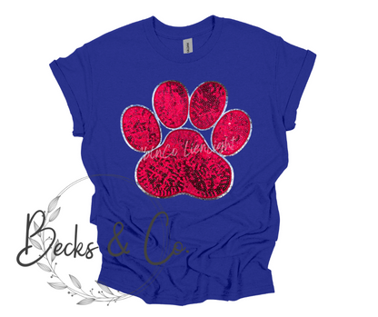 Paw Print Red Large Sequin Design