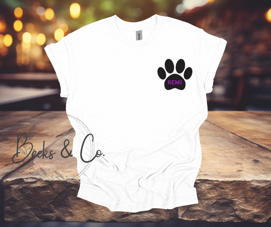 Paw Print chest piece with letters (Vet / Pet owner) T-shirt