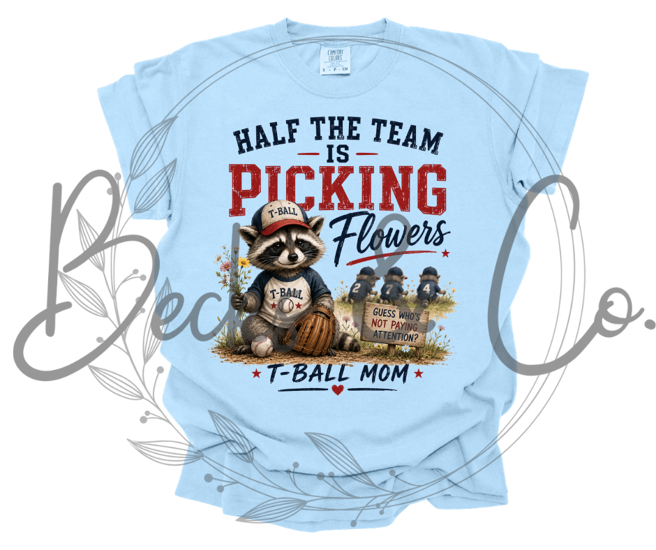 T-Ball Mom - Picking Flowers Blue Theme