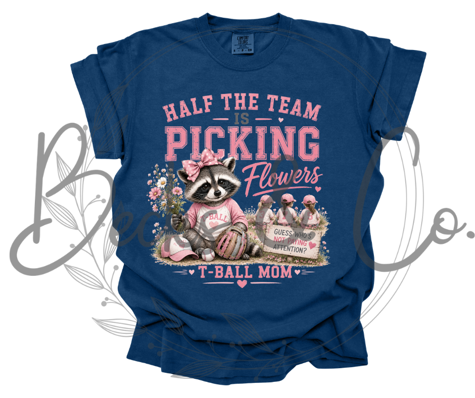 T-Ball Mom - Picking Flowers Pink Theme