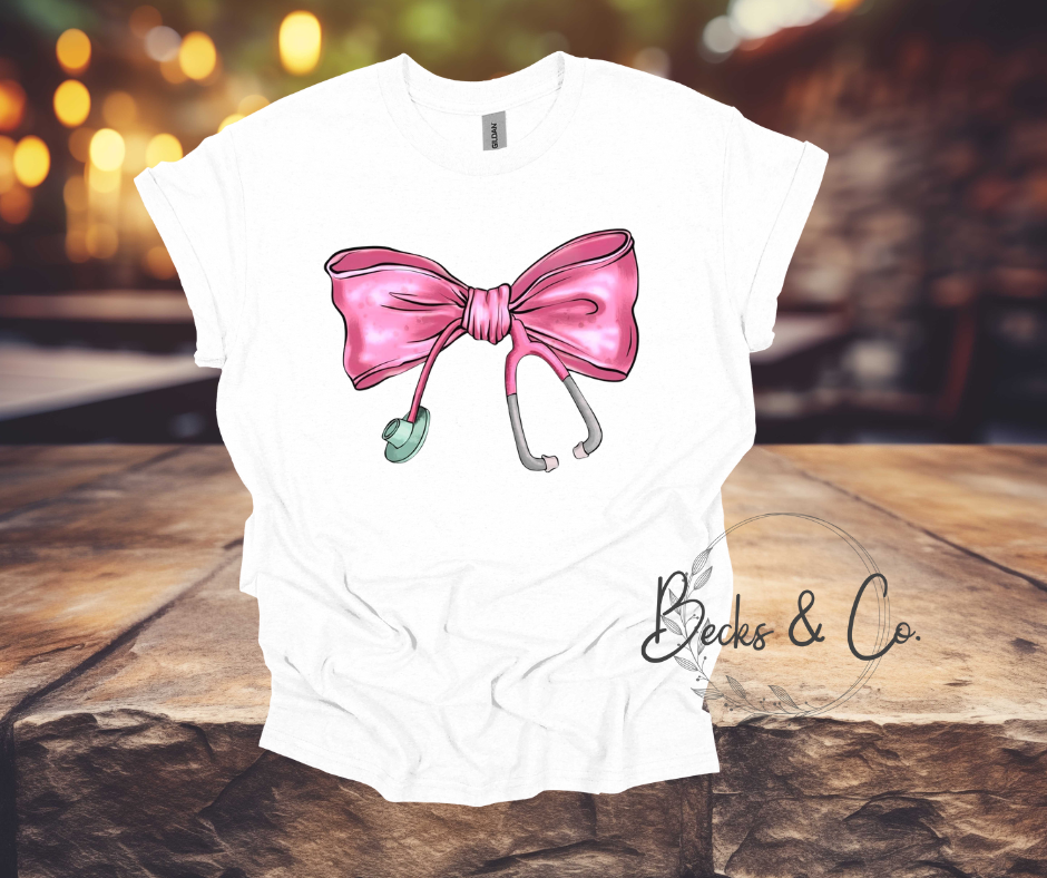 Pink Stethoscope Bow