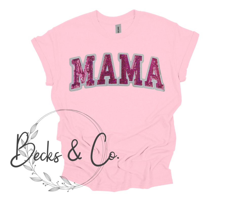 Mama Dark Pink Large Sequin Design