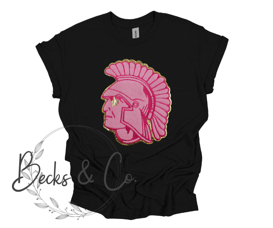 Preppy Pink Trojan Mascot Large Sequin Design