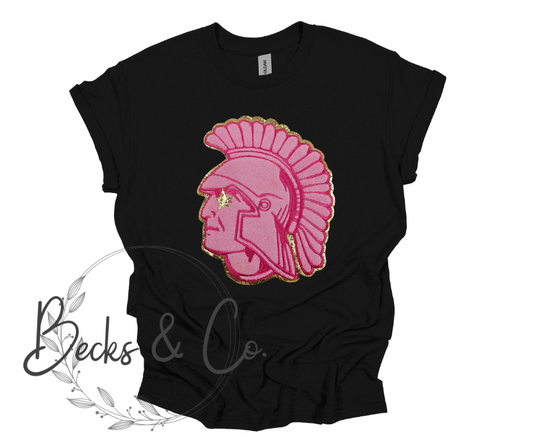 Preppy Pink Trojan Mascot Large Sequin Design