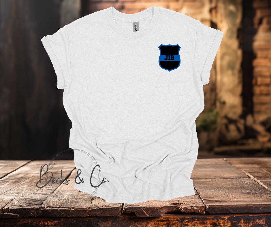 Police Officer Badge chest piece with letters T-shirt