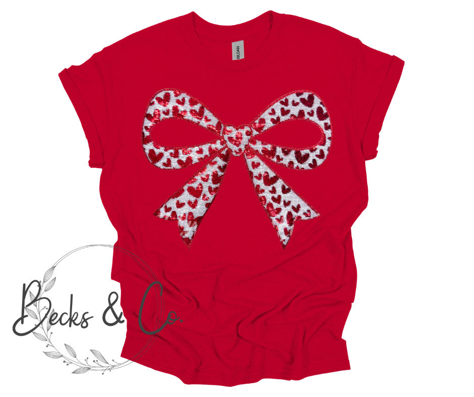 Hearts Big Bow- Large Sequin Design