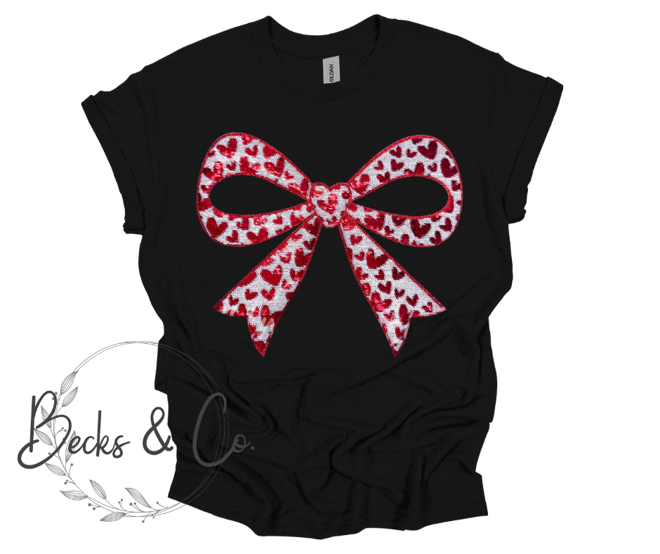 Hearts Big Bow- Large Sequin Design