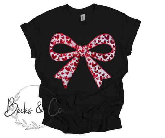 Hearts Big Bow- Large Sequin Design