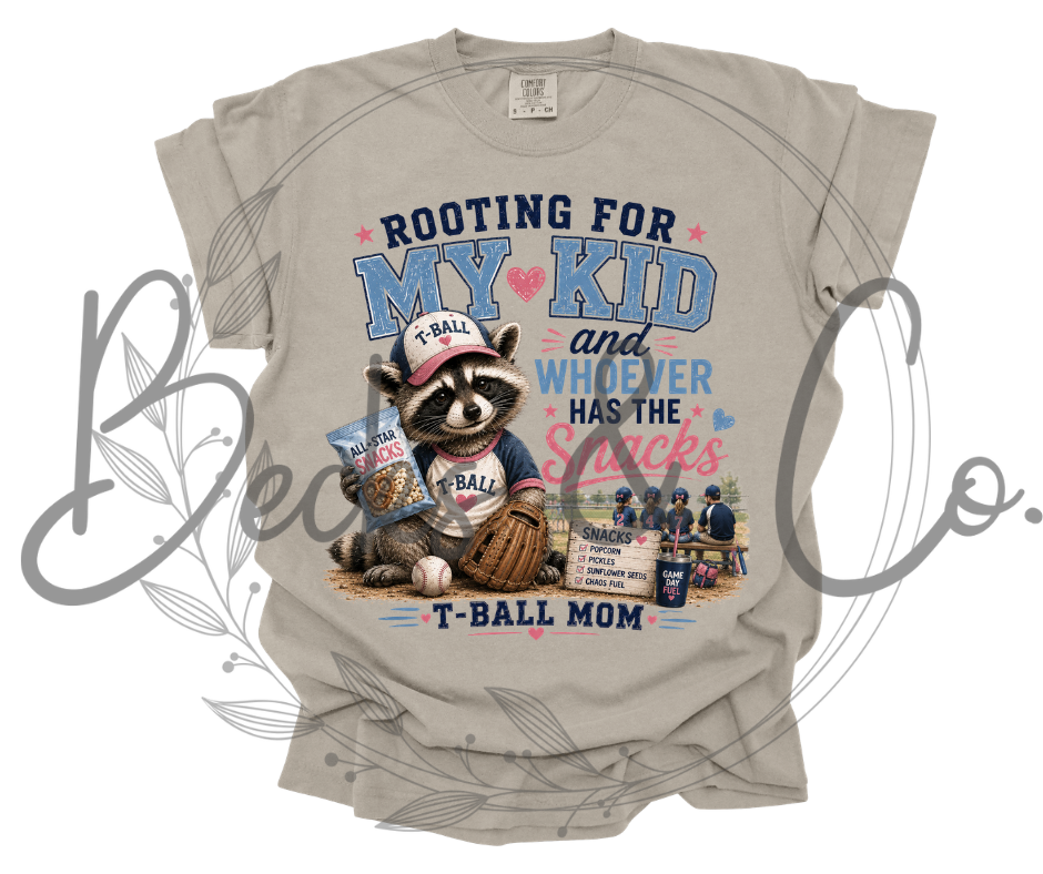 T-Ball Mom - Rooting for My Kid & Snacks Pink & Blue Theme
