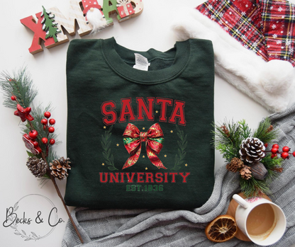 Santa University with Bow Shirt / Crew Neck